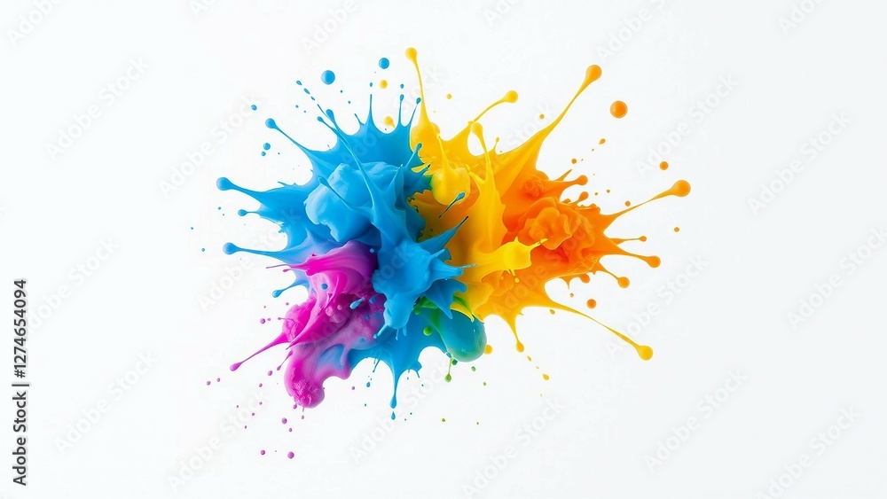 Poster colorful paint splash isolated design element on the transparent background