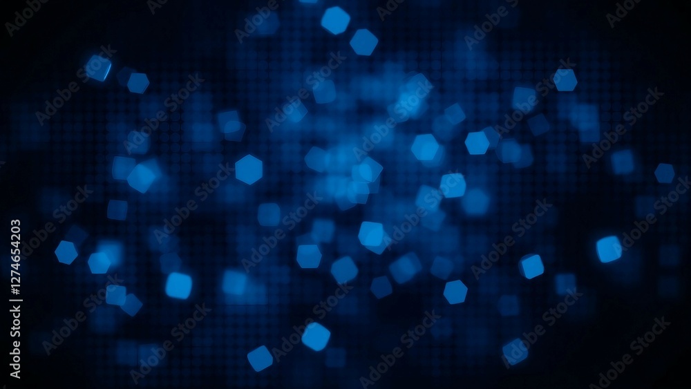 Poster dark background with blue pixel pattern vector illustration of abstract bg with geometric square ele