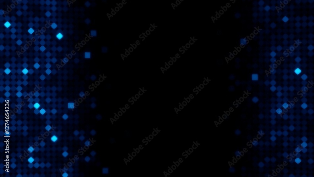 Poster dark background with blue pixel pattern vector illustration of abstract bg with geometric square ele