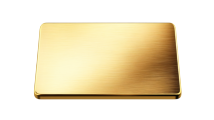 Brushed golden plate with rounded corners on transparent background, ideal for luxury and elegant designs