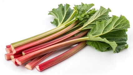 Rhubarb Stalks on White Background