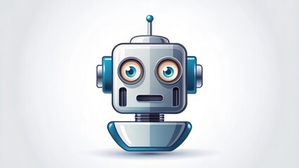 Fototapeta premium Cartoon Robot Head on White Background
