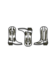 Western Cowboy Boots Themed Iconic Logo Design