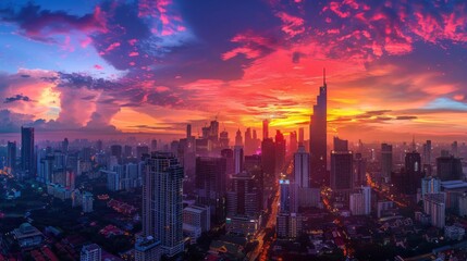 Obraz premium A cityscape with a focus on sustainability, and eco-friendly designs