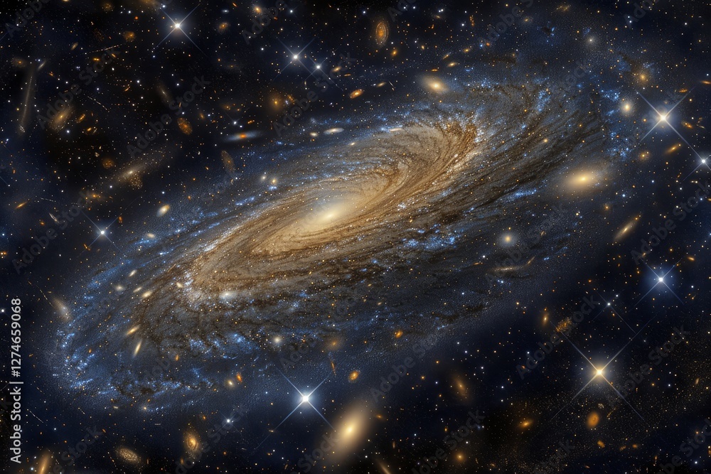 Aufkleber swirling galaxy with vibrant colors and cosmic details creating a mesmerizing view of the universe f