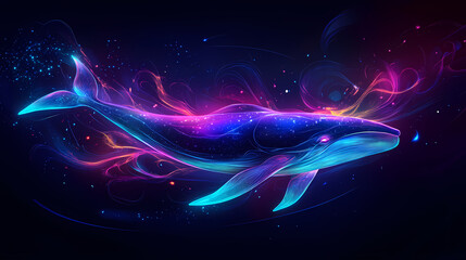 Fototapeta premium glowing cosmic neon whale