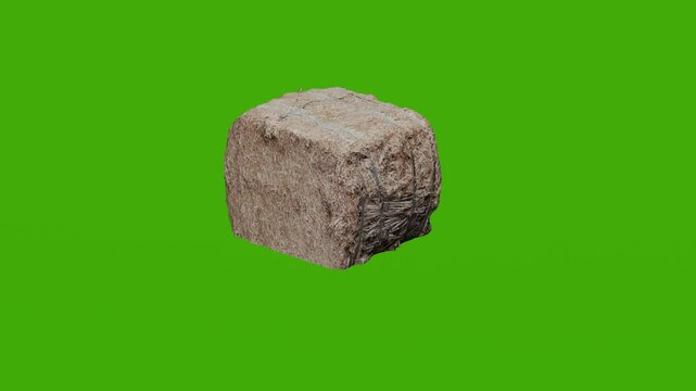 A haystack rotates on a green screen