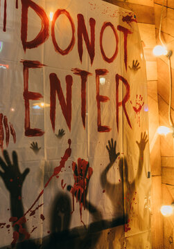 Spooky "Do Not Enter" Sign with Shadows