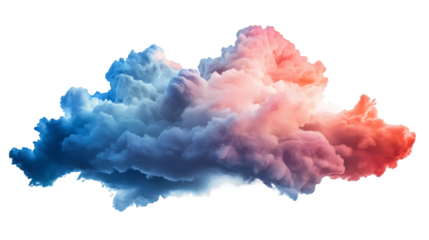 Vibrant multicolored smoke swirling, blending red, blue, orange against transparent backdrop