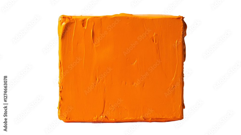 Poster vibrant orange paint brushstroke creating textured, dynamic mark against transparent backdrop, highl