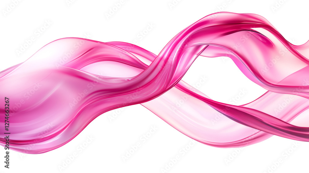 Fototapete Abstract pink fabric swirling and flowing on a transparent background, creating a dynamic and elegant visual