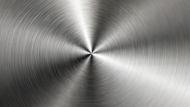 Close-up video of a metallic surface with a radial brushed texture, captured from a top-down angle, highlighting the circular pattern and sheen.