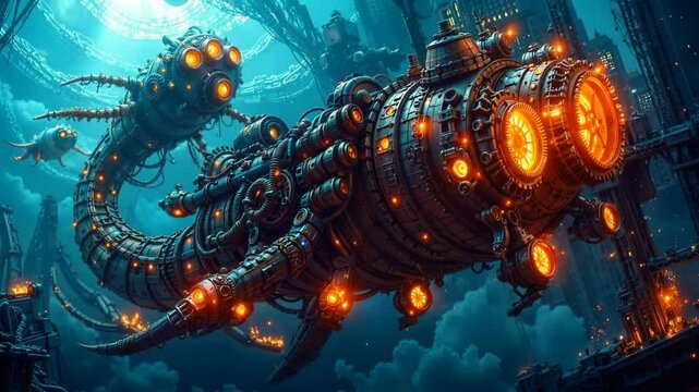 Underwater steampunk monsters