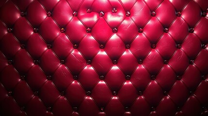 Red leather tufted upholstery background, diamond pattern, luxury texture