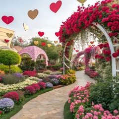Fototapeta premium happy valantainday with oregnal beautyfull garden jpg