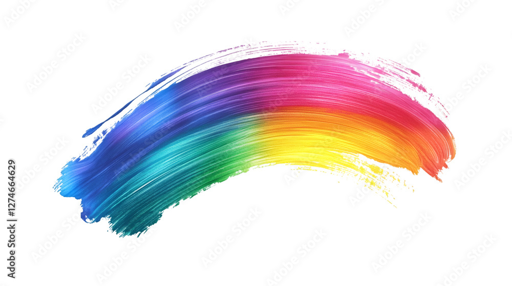 Fototapete Rainbow arc created with a vibrant brush stroke with visible brush texture on a transparent background