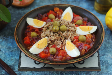 A traditional dish of Tunisian cuisine - Mechouia salad	