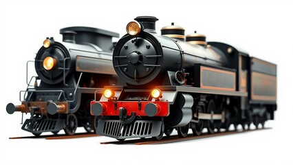 Isolated on a white background this illustration features a detailed front view of a vintage steam l