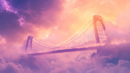 Obraz premium ethereal bridge connecting two celestial towers