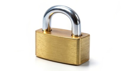 Naklejka premium Brass Padlock on White Background