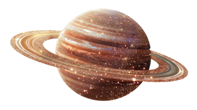 Saturn planet isolated on transparent background