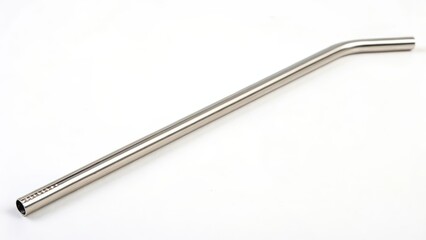Stainless Steel Bent Straw, Isolated on White