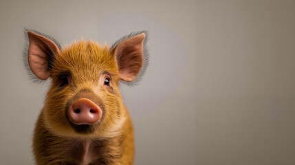 Fototapeta premium A small brown pig with a big smile on its face