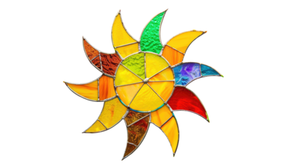  stained glass style , abstract sun on transparent