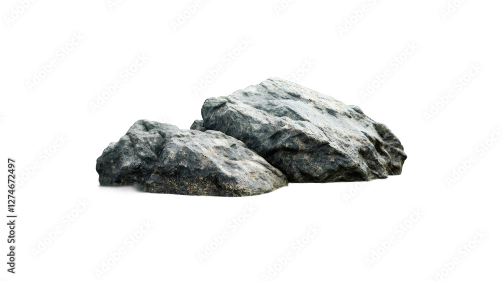Poster gray rocks positioned side by side on transparent backdrop, ideal for digital artwork and graphic de