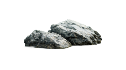 Gray rocks positioned side by side on transparent backdrop, ideal for digital artwork and graphic design compositions