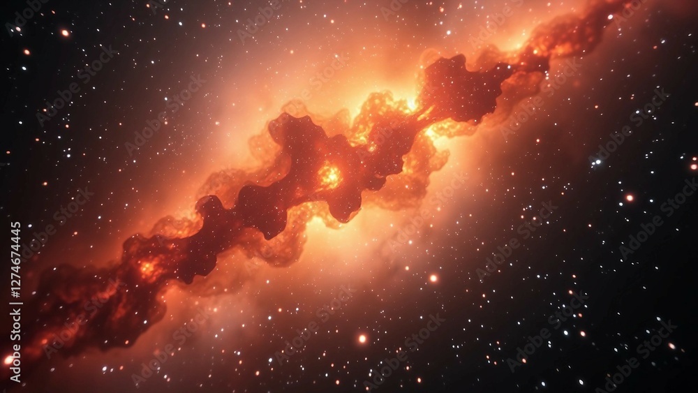 Poster loop animation of space nebula towards light loop animation glowing galaxies and stars passing foota