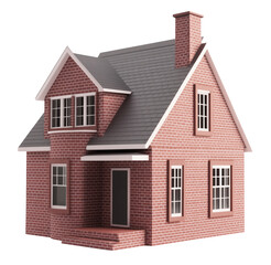 Brick House Model on transparent Background 