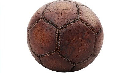 A soccer ball isolated on white, detailed with texture and stitches, ideal for sports and equipment themes.