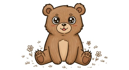 Obraz premium A collection of funny and adorable doodle-style cartoon bears, ideal for stickers and illustrations.