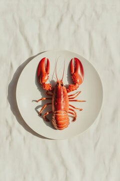 Naklejki Succulent lobster on a plate in sunlight showcasing elegance