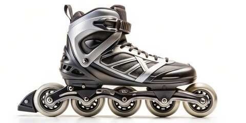 Inline Skate, Rollerblade, Black Silver, White Background