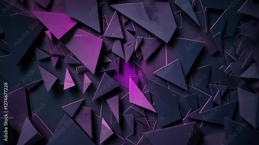 Poster futuristic black and purple 3d geometric triangular pattern background with abstract modern design f