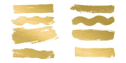 Straight gold vector line bundle. Golden hand drawn brush stroke text boxes. Chinese, Korean, Japanese calligraphy brushstroke set. Rough grunge luxury paint. Luxurious celebration rectangle textboxes