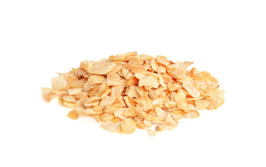 Dry Garlic Slices, Crispy Fried Cloves Pile Closeup, Roasted Grilled Garlic Flakes, Clove Chip Group