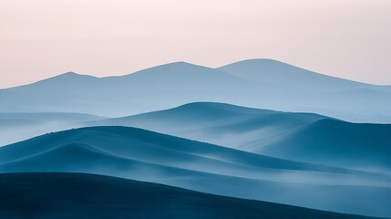 Serene Blue Mountains Misty Landscape