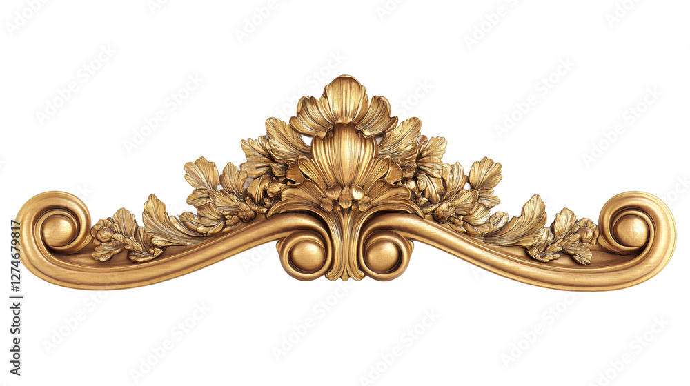 Poster gilded antique ornamental element featuring intricate acanthus leaf patterns, complementing elegant 