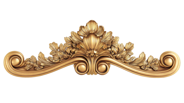 Gilded antique ornamental element featuring intricate acanthus leaf patterns, complementing elegant design compositions with luxurious aesthetic