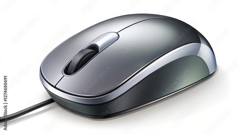 Aufkleber grey computer mouse on white background