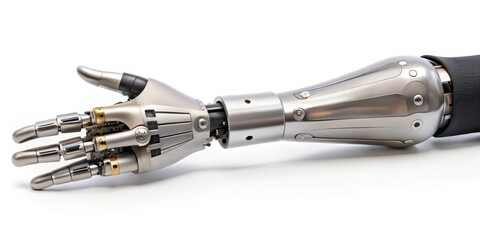 Robotic Prosthetic Arm on White Background