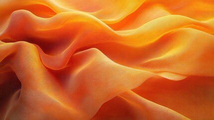 Vibrant orange fabric waves: close-up textiles highlighting color and texture