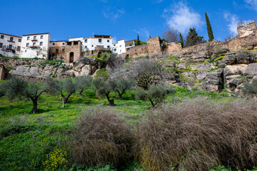 Houses in Ronda in the south of Spain in a sunny day