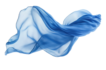 Flowing blue silk in gentle motion, capturing the essence of elegance and grace isolated on transparent background