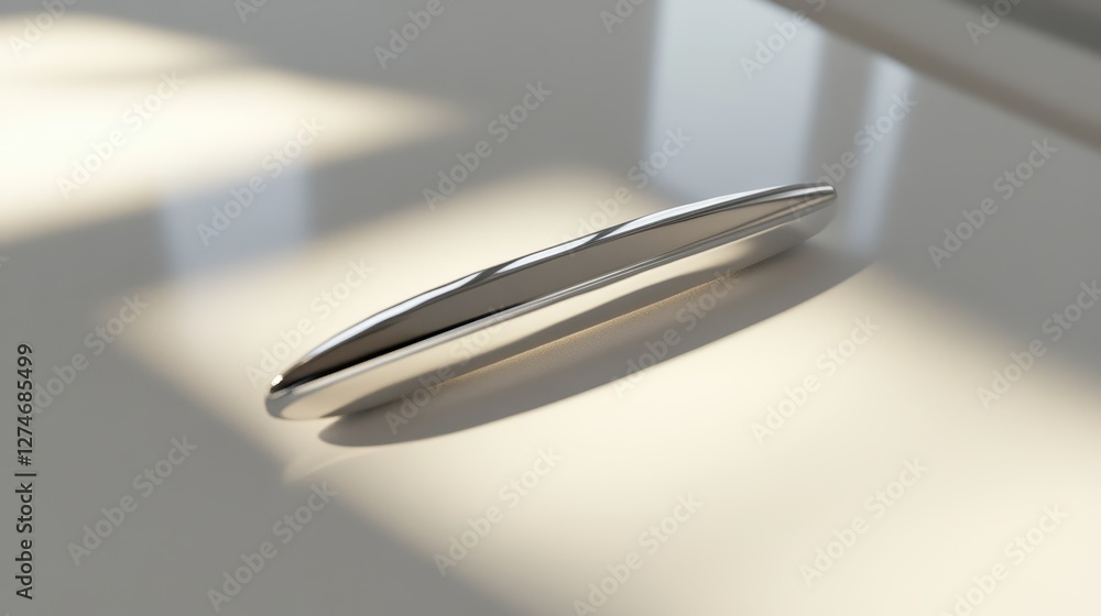 Poster sleek chrome drawer handle on glossy surface with modern minimalist design