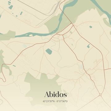 Vintage map of Abidos, France.