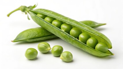 Fresh Green Peas on White Background